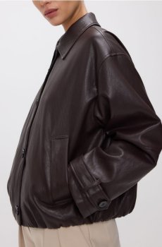 Reserved - Куртка зі штучної шкіри - темно коричневий - 949JM-89X