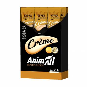 Лакомства для кошек AnimAll Creme с курицей и креветками, 6*15 г Лакомства для кошек AnimAll Creme с курицей и креветками, 6*15 г