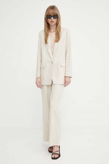 Пиджак с примесью льна Bruuns Bazaar OxalisBBFreida blazer цвет бежевый однобортный однотонная BBW3938