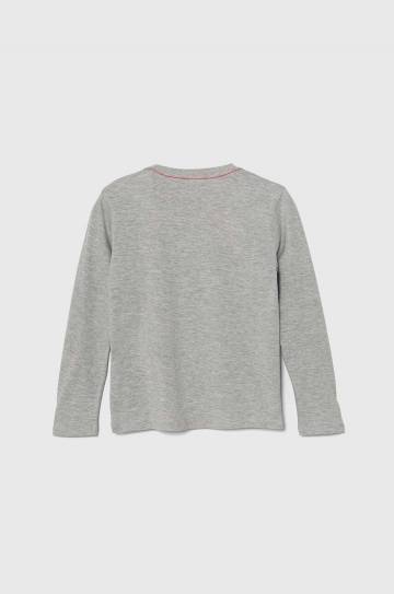Хлопковый детский лонгслив Guess цвет серый с принтом L84I29 K8HM0 Хлопковый детский лонгслив Guess цвет серый с принтом L84I29 K8HM0
