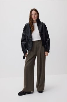 Reserved - Штани з додаванням віскози - темно коричневий - 172IS-89X