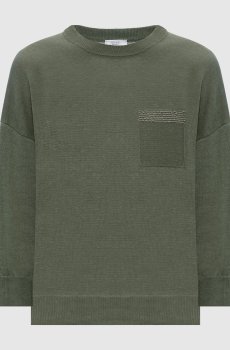 Зеленый джемпер с льном