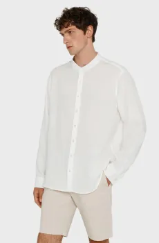 Мужская белая льняная рубашка Белый M PRPY PMSHRKALUA006