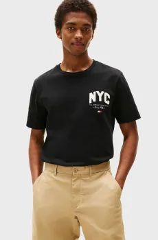 Мужская черная футболка SCRIPT NYC Черный XXL Tommy Hilfiger MW0MW40427