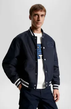 Мужской синий двусторонний бомбер REVERSIBLE JACQUARD BOMBER Синий S Tommy Hilfiger MW0MW32794