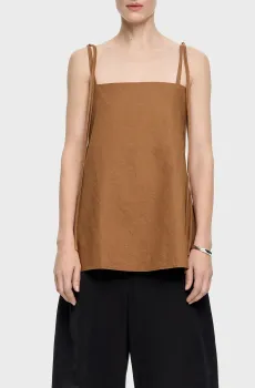 Женский коричневый льняной топ Коричневый S Bimba Y Lola 251BR2002.10601