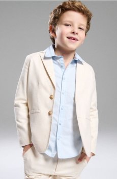 Піджак з домішкою віскози та льону - кремовий