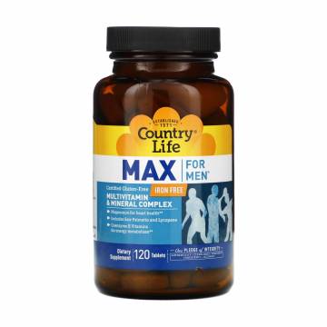 Витаминно-минеральный комплекс для мужчин Country Life Max For Men без железа, 120 таблеток Витаминно-минеральный комплекс для мужчин Country Life Max For Men без железа, 120 таблеток