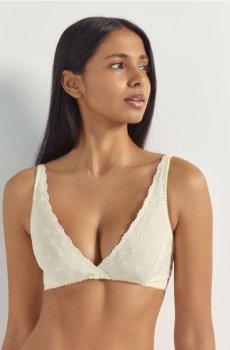 Reserved - Бюстгальтер без кісточок із вишивкою - світло-жовтий - 805HP-10X