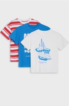 Бавовняні футболки з принтом 3 pack - синій