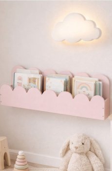 Настінна полиця з хвилястим краєм - пастельний рожевий