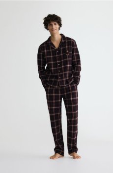 Reserved - Картатий піжамний комплект із двох предметів - червоне дерево - 932ER-93X