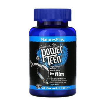 Мультивитамины для мальчиков-подростков NaturesPlus Power Teen со вкусом лесных ягод, 60 жевательных таблеток