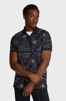 Мужское темно-синее поло с узором SAILING Синий XL Tommy Hilfiger MW0MW39309