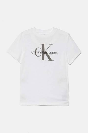 Детская хлопковая футболка Calvin Klein Jeans цвет белый с принтом IU0IU00676 Детская хлопковая футболка Calvin Klein Jeans цвет белый с принтом IU0IU00676
