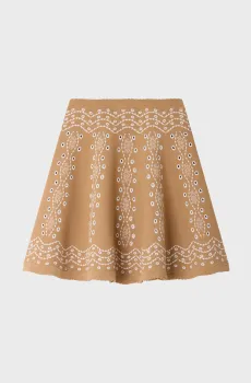 Женская бежевая юбка с узорром Бежевый 36 Sandro SFPJU01698_Beige