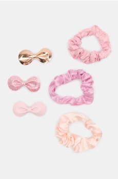 Набір із 6 гумок і шпильок для волосся - різнобарвний