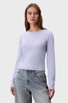 Женский голубой лонгслив MONOLOGO Голубой XS Calvin Klein Jeans LV047A803G