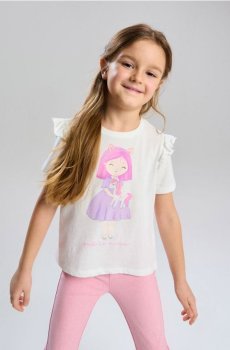 Бавовняна футболка з принтом - кремовий