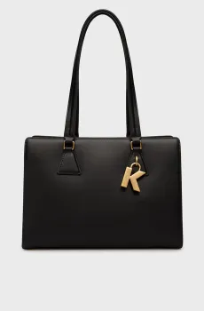 Женская черная кожаная сумка K LOCK MD TOTE Черный ONESIZE Karl Lagerfeld 240W3048