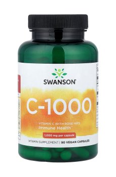 Витамин С Swanson Vitamin C With Rose Hips 1000 мг с шиповником, 90 капсул