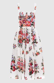 Белое платье бюстье в принт