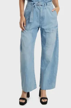 Женские голубые джинсы Belted Cargo Loose Голубой 27-30 G-Star RAW D24361,D252