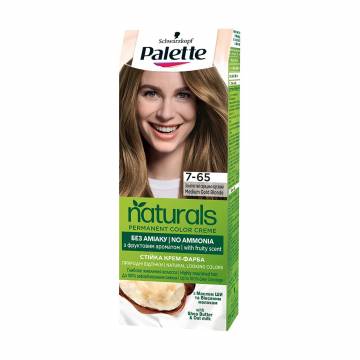 Безаммиачная краска для волос Palette Naturals Permanent Color Creme, 7-65 Золотистый средне-русый, 110 мл Безаммиачная краска для волос Palette Naturals Permanent Color Creme, 7-65 Золотистый средне-русый, 110 мл