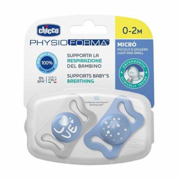 Пустышка Chicco PhysioForma Micro силиконовая, от 0 до 2 месяцев, голубая, 2 шт (75126.21) Пустышка Chicco PhysioForma Micro силиконовая, от 0 до 2 месяцев, голубая, 2 шт (75126.21)