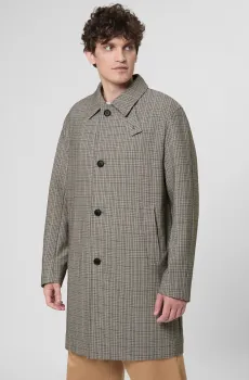 Мужское бежевое пальто в клетку Бежевый 48 BOSS 50546039;260