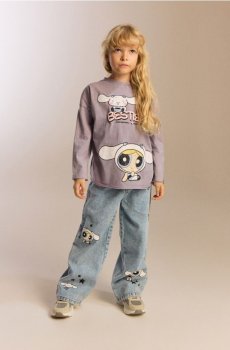 Reserved - Джинси широкого крою Hello Kitty and Friends x The Powerpuff Girls - синій - 925KZ-50J