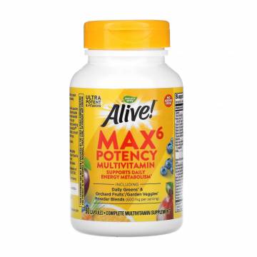 Мультивитамины Natures Way Alive! Max6 Potency Multivitamin, 90 капсул Мультивитамины Natures Way Alive! Max6 Potency Multivitamin, 90 капсул