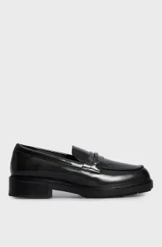 Женские черные кожаные лоферы LOAFER W/M BAR SAFF LTH Черный 39 Calvin Klein HW0HW02076