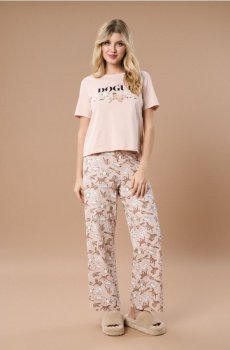 Двокомплектна бавовняна піжама - пастельний рожевий