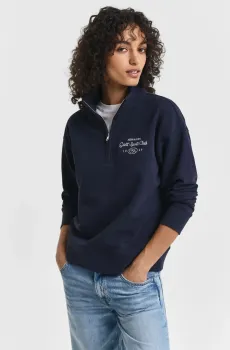 Женская темно-синяя кофта GRAPHIC HALF ZIP SWEAT Синий M Gant 4204215