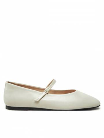 Calvin Klein Балетки Mary Jane Ballerina - Lth HW0HW02307 Écru Calvin Klein Балетки Mary Jane Ballerina - Lth HW0HW02307 Écru