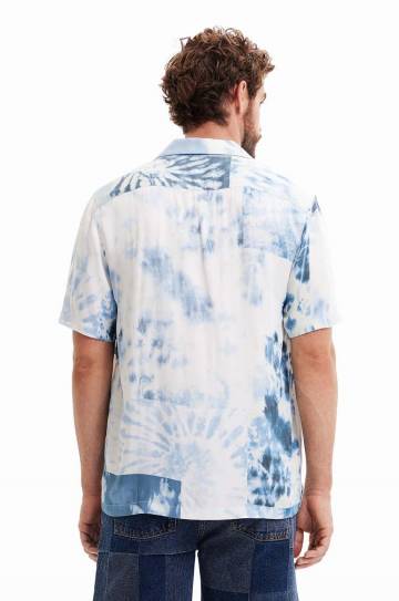 Рубашка Desigual мужская цвет синий regular классический воротник Рубашка Desigual мужская цвет синий regular классический воротник