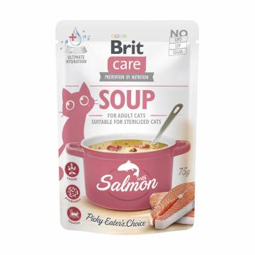 Влажный корм для взрослых кошек Brit Care Soup With Salmon Суп с лососем, 75 г Влажный корм для взрослых кошек Brit Care Soup With Salmon Суп с лососем, 75 г