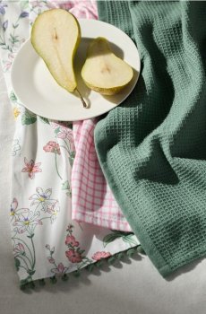 Кухонні рушники з весняним мотивом 3 pack - білий