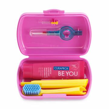 Дорожный набор для ухода за ротовой полостью Curaprox Be You розовый, 6 единиц
