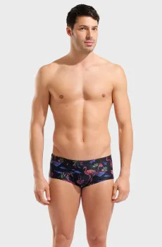 Мужские черные плавки с узором FLAMINGO SWILOWAIST Черный 90 Arena 011878-550