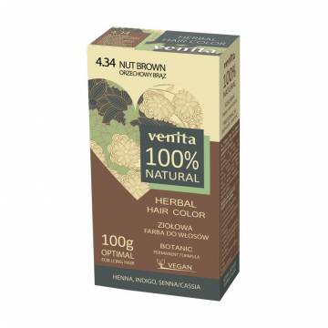 Хна для волос Venita Natural Herbal Hair Color 100% Natural 4.34 Nut Brown, 100 г Хна для волос Venita Natural Herbal Hair Color 100% Natural 4.34 Nut Brown, 100 г