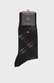Мужские черные носки (2 пары) CHECK Черный 43-46 Tommy Hilfiger 701236310