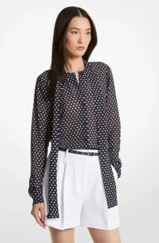 Женская темно-синяя блуза в горошек GRAPHIC DOT BOW BLS Синий S Michael Kors MR440I8BT9