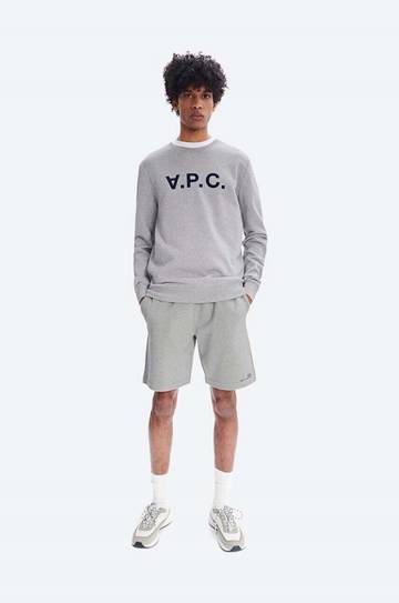 Хлопковая кофта A.P.C. Sweat Vpc мужская цвет серый с аппликацией COECQ.H27378-DARKNAVY Хлопковая кофта A.P.C. Sweat Vpc мужская цвет серый с аппликацией COECQ.H27378-DARKNAVY