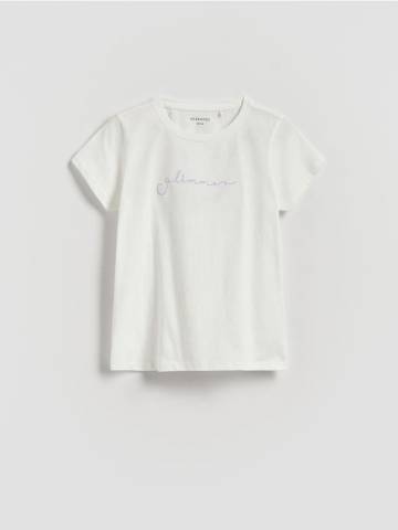 Reserved - Футболка з вишитим написом - білий - 454FT-00X