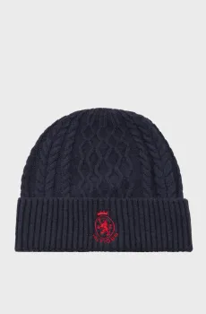 Мужская темно-синяя шерстяная шапка CREST Синий ONESIZE Tommy Hilfiger AM0AM13828