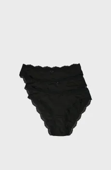 Женские черные трусики-слипы (3 шт) JIM Черный M Etam 6547059