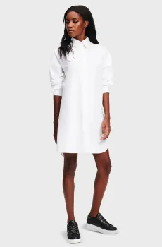 Женское белое платье IKONIK RHINESTONE TUNIC Белый 40 Karl Lagerfeld 240W1609