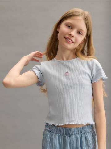 Reserved - GIRLS` T-SHIRT - блідо-блакитний - 940EK-05X Reserved - GIRLS` T-SHIRT - блідо-блакитний - 940EK-05X